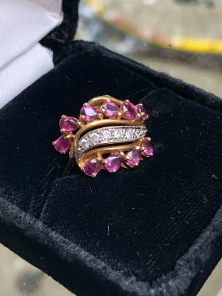 Very Rare Franklin Faberge Egg Ring Collectible Diamond Ruby Size 6.  5
