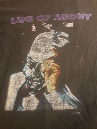 Vintage Rare Life Of Agony Distressed Ugly Shirt Type O Negative Pantera Rock