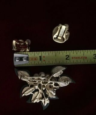 Vintage Swoboda Pearl and Jade Pin/Brooch,  with matching clip on earrings. 4