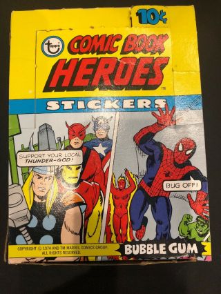 Vintage 1975 Topps Marvel Comic Book Heroes Empty Display Box,  Infinity War