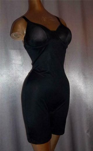 Slimming Black Vintage 1980s All - In - One Body Shaper Girdle - Sz 40 D