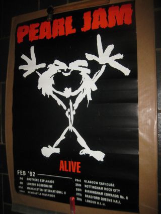Very Rare Pearl Jam Poster Alive Feb 92 Tour Grunge Indie Punk Rock Eddie Vedder