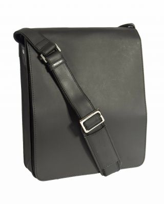 Mens Real Leather Messenger Bag Vintage Shoulder Bag Ipad Case Black