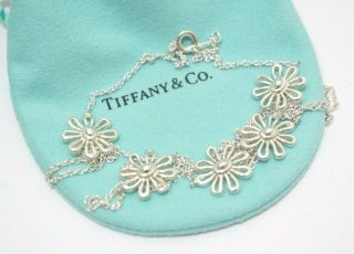 Rare Tiffany & Co.  Sterling Silver Paloma Picasso Daisy 5 Flower Necklace 26 "