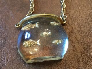 Lucite Goldfish Bowl Necklace - Vintage