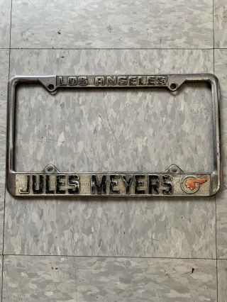 Jules Meyers Pontiac Los Angeles California Vintage Metal License Plate Frame