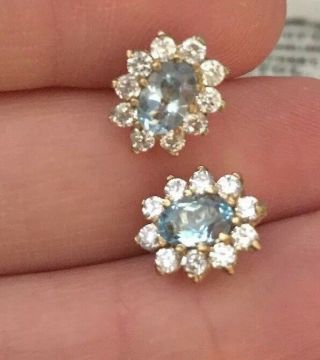 Vintage Jewellery Adorable 9 Carat Gold And Real Topaz Crystal Flower Earrings