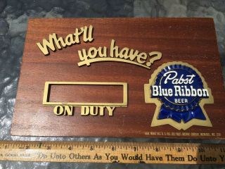 Vintage Art Deco Pabst Beer On Duty Easel Back Wood Advertising Sign 6 " X 10 "