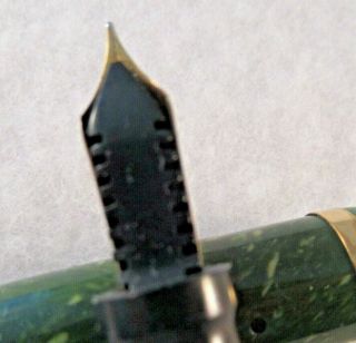 Vintage SHEAFFER Lifetime Balance Fountain Pen,  C 1930 - 35,  Jade green,  gold trim 3