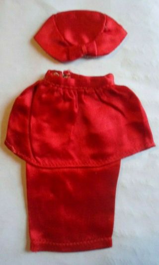 Vintage Barbie Doll Red Skirt And Pill Hat " Theater Date " Clone Or Rare