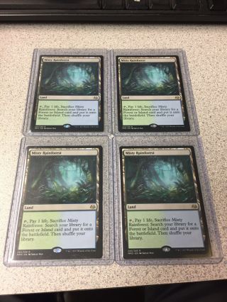 Magic The Gathering Mtg X4 Misty Rainforest Mm17 Nm Never Played Pack Fresh