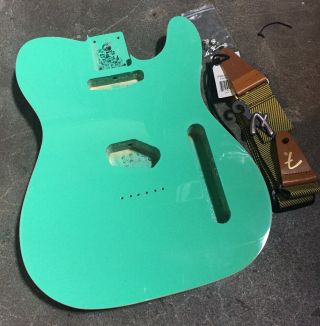 Custom Seafoam Green Vintage 60s 70s Bound Body,  Fender Telecaster Tweed Strap