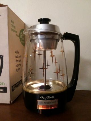 Vintage Proctor Silex Glass Percolator Light - Up Atomic Starburst Coffee Pot