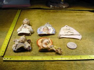 5 x excavated vintage jesus angel,  figurine age 1890 mixed media B 100 2