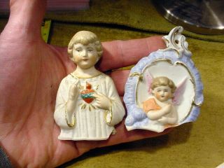 5 x excavated vintage jesus angel,  figurine age 1890 mixed media B 100 4