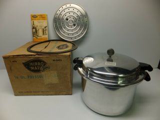 Vintage Mirro - Matic 16 - Qt Aluminum Pressure Cooker Canner,  M - 0406