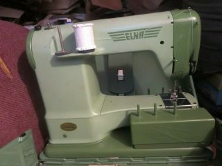 Vintage Green Elna Supermatic Sewing Machine Model metal case 722010 6