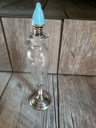 6 Vintage Stirling Silver Etched Crystal Perfume Glass Bottle