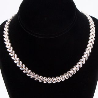 Sterling Silver - Italy 9mm Chevron Chain Link 17 " Necklace - 33g
