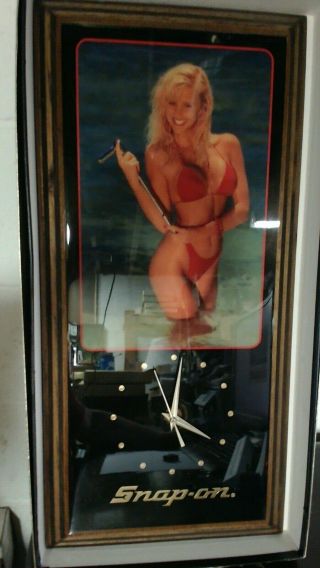 Old Stock Vintage Snap - On Collectible Wall Clock Pin Up Red Bikini