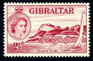 Gibraltar Rare 1956 2½d Deep Carmine Inverted Watermark Mnh Sg 149aw Cat.  £600