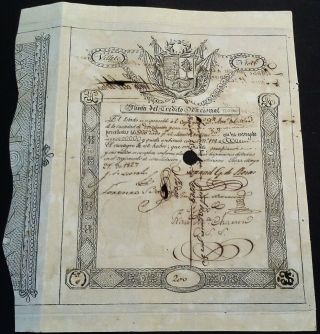 Peru Lima 1827 Junta Credito Nacional 200 Pesos Rare Document