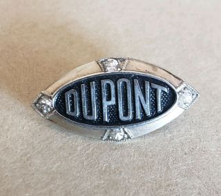 18k White Gold Dupont Employee Service Pin Lapel 4 Diamonds Vintage Use Scrap