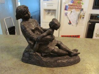 Vintage Sculpture Mother And Child Signed Karin Jonzen Limited Edition 305/500