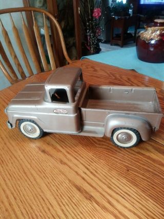 Vintage 1961 Bronze Tonka Step Side Pickup Truck Pressed Steel Toy Old Antique
