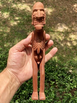 Vintage Easter Island Tribal Kava Kava Rapa Nui Carved Wood Ancestor Figure Tiki 2