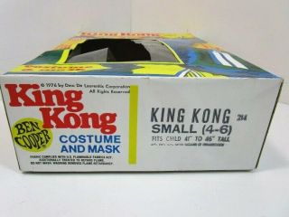 Vintage 1970 ' s Ben Cooper King Kong De Laurentis Halloween Mask W/ Costume IOB 8