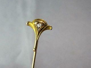 Antique Art Deco 14k Gold & Diamond Stick Pin