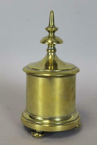 Rare Late 17th Or Early 18th C Tea Caddy In Brass 3 Ball Feet Best Final Lid