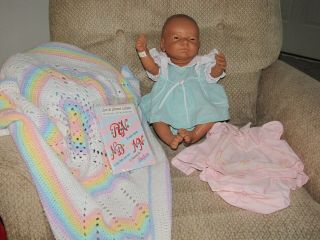 Vtg.  1980s Berjusa Newborn Vinyl Baby Girl Doll Anatomically Correct 20 " (s)