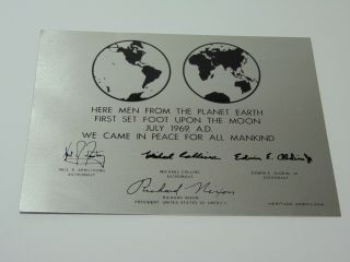 Vtg 1969 NASA Moon Landing Metal Advertising Sign Neil Armstrong Richard Nixon 7