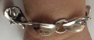 HEFTY Smooth ROBERT LEE MORRIS Modernist Fine Sterling Silver 7 1/2” Bracelet 4