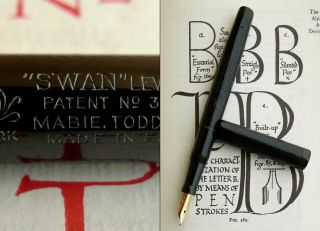 Mabie Todd Swan L2 (LONG) Leverless Fountain Pen 1932.  14C F Flex Nib.  RARE 2