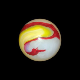 Vintage Akro Agate Co.  Egg Yolk Oxblood Marble (over 11/16 ")