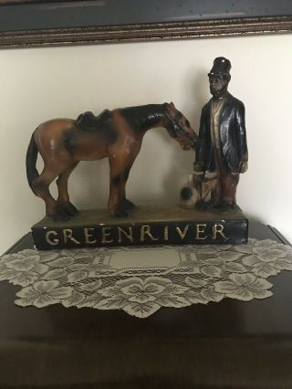 Antique Green River Whiskey Papier Mache Advertising Figurine Rare