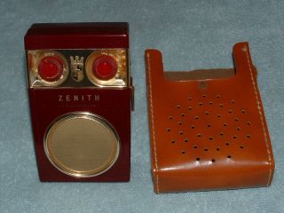 Vintage Zenith Royal 500 Deluxetransistor Maroon Owl Radio