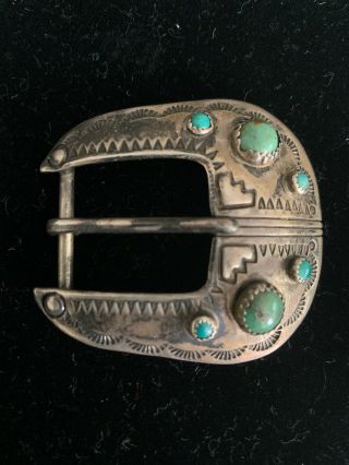 Navajo Sterling Belt Buckle Dead Pawn Vintage Native American 2