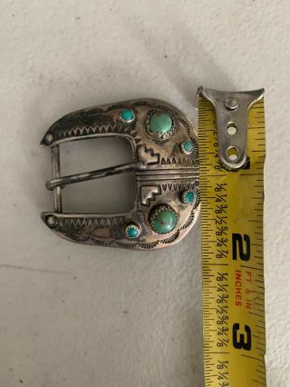 Navajo Sterling Belt Buckle Dead Pawn Vintage Native American 5