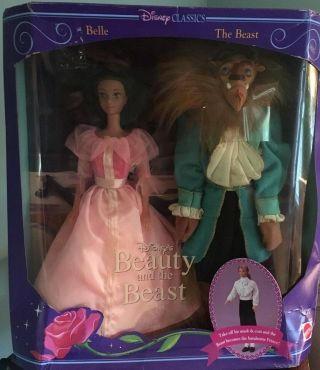 Disney Beauty & The Beast Princess Belle Prince Beast Barbie Ken Doll Set