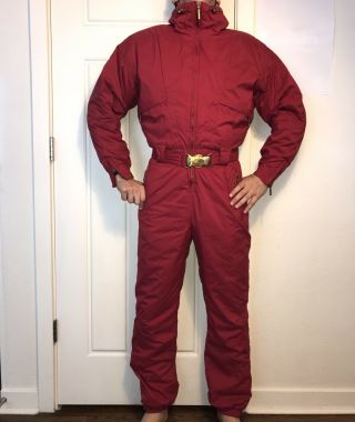 Red Nordica Womens 8 One Piece Apres Ski Suit Vtg 90s Snow Bib Snowsuit Medium