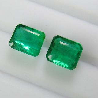 5.  42 Ct Very Rare Natural Zambian Emerald Octagon Pair Good Luster Untreated