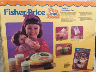 VINTAGE FISHER PRICE BABY’S MEALTIME SET FUN WITH FOOD 1987 TOY BOTTLE DISH 3