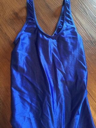 Vintage Rainbeau Body Wear Unitard Spandex Shiny Blue Fitness 80’s Medium Adult 2
