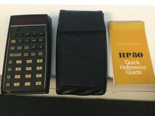 Vintage Hp - 80 Calculator Red Led W/ Case & Quick Reference