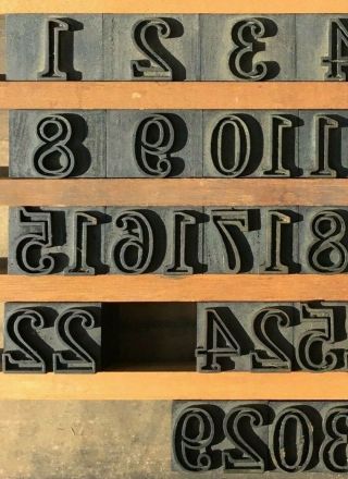 Unique Vintage Wood Letterpress Print Type Block 30 Calendar Numbers 7/8 