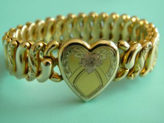 Lovely American Queen Sweetheart Expansion Locket Bracelet By Pitman & Keeler